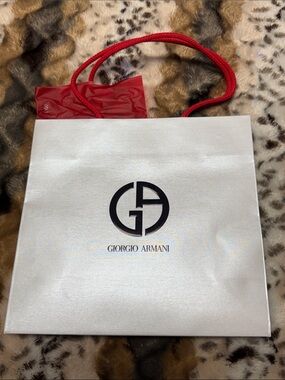 Giorgio Armani White Pearl Gift / Shopping Bag with Red Handles
